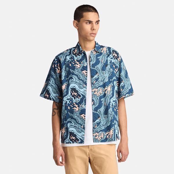 Timberland Seersucker Graphic Resort Shirt Coastal Multicolor Men'S