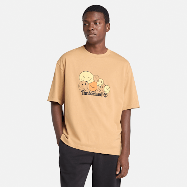 Timberland "Shades Of Happiness" T-Shirt Wheat Happy Face Print Men'S