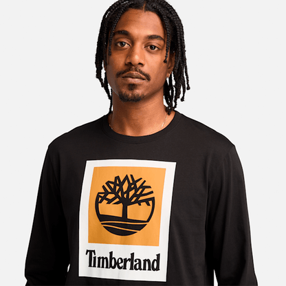 Timberland Stack Logo Colored Long Sleeve T-Shirt Black Men'S