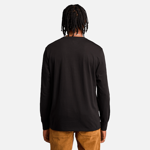 Timberland Stack Logo Colored Long Sleeve T-Shirt Black Men'S