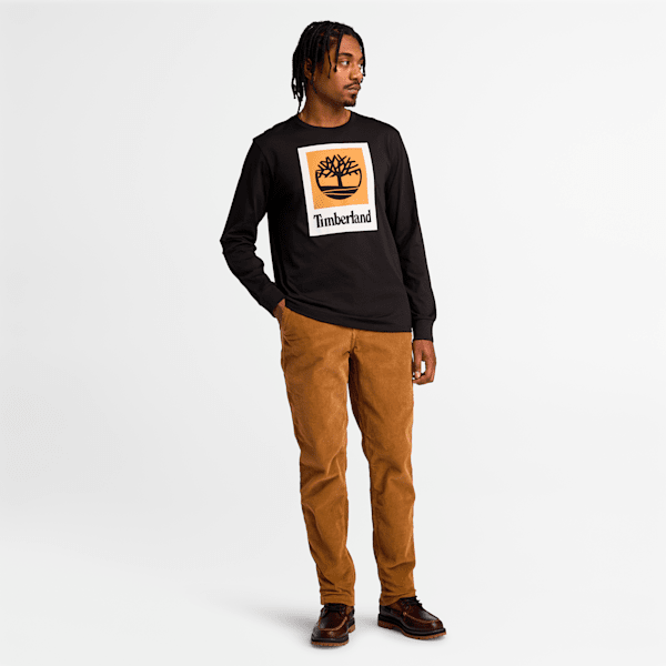 Timberland Stack Logo Colored Long Sleeve T-Shirt Black Men'S