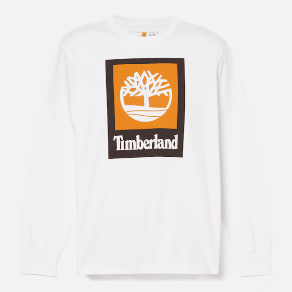 Timberland Stack Logo Colored Long Sleeve T-Shirt White Men'S