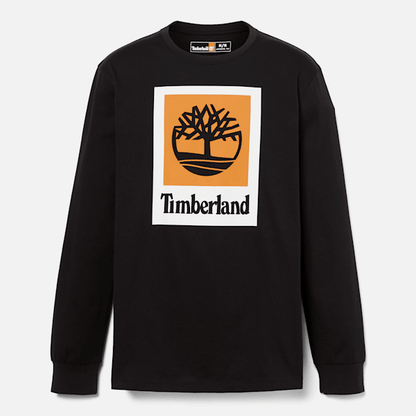 Timberland Stack Logo Colored Long Sleeve T-Shirt Black Men'S