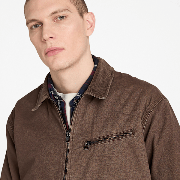 Timberland Strafford Washed Canvas Jacket Chocolate Brown Men'S