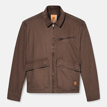 Timberland Strafford Washed Canvas Jacket Chocolate Brown Men'S