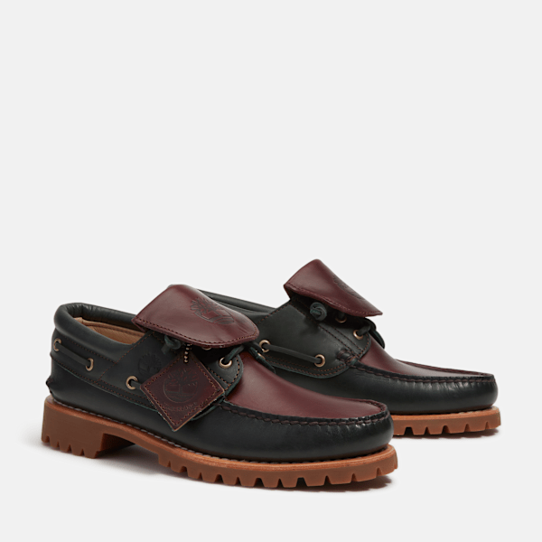 Timberland Authentic 3-Eye Lug Boat Shoe Dark Green Full-Grain/Dark Brown Men'S