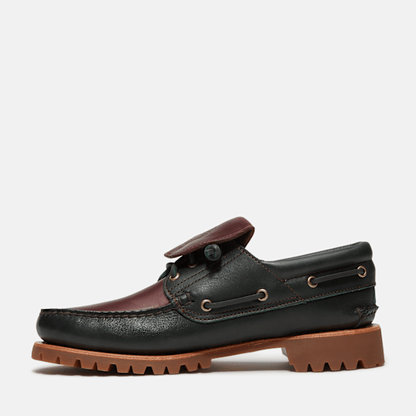 Timberland Authentic 3-Eye Lug Boat Shoe Dark Green Full-Grain/Dark Brown Men'S