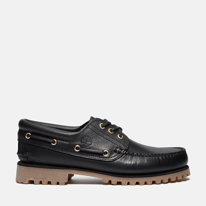 Timberland Authentic 3-Eye Lug Handsewn Boat Shoe Black Full-Grain Men'S