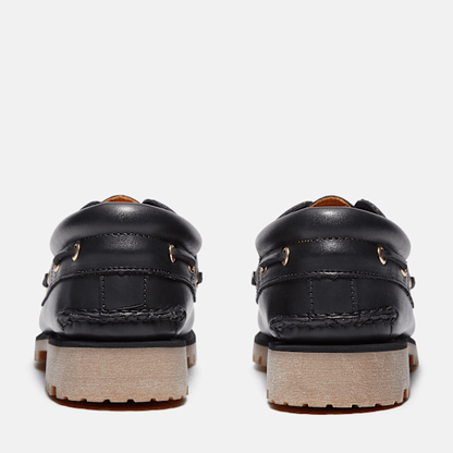 Timberland Authentic 3-Eye Lug Handsewn Boat Shoe Black Full-Grain Men'S