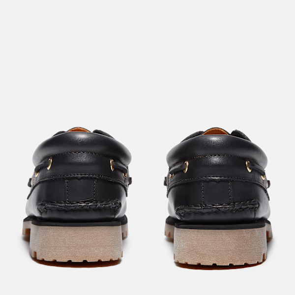 Timberland Authentic 3-Eye Lug Handsewn Boat Shoe Black Full-Grain Men'S