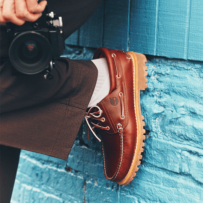 Timberland Authentic 3-Eye Lug Handsewn Boat Shoe Burgundy Men'S