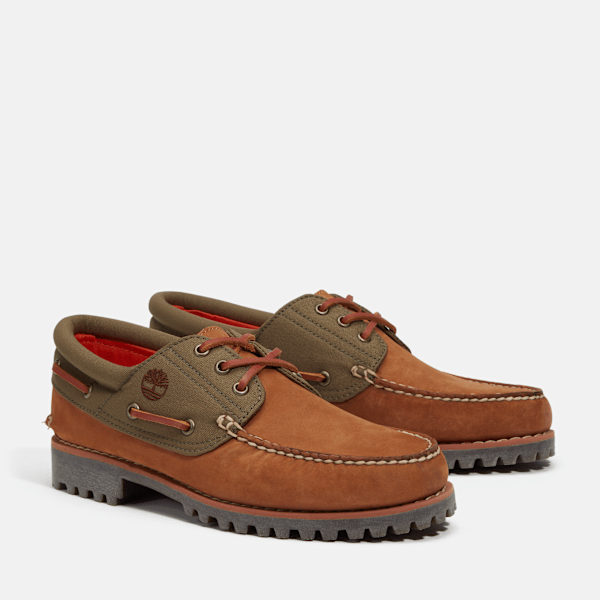 Timberland Authentics 3-Eye Boat Shoe Medium Brown Nubuck Men'S