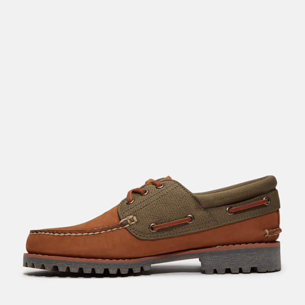 Timberland Authentics 3-Eye Boat Shoe Medium Brown Nubuck Men'S