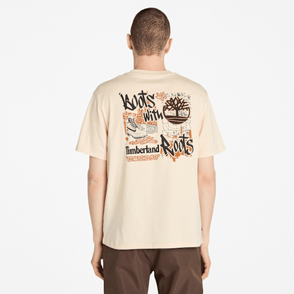 Timberland Brand Carrier Slogan Back Graphic T-Shirt Light Beige Men'S
