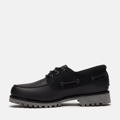 Timberland Emerald Woods 3-Eye Lug Handsewn Boat Shoe Black Full-Grain Men'S