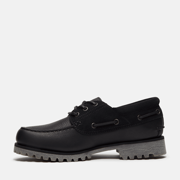 Timberland Emerald Woods 3-Eye Lug Handsewn Boat Shoe Black Full-Grain Men'S