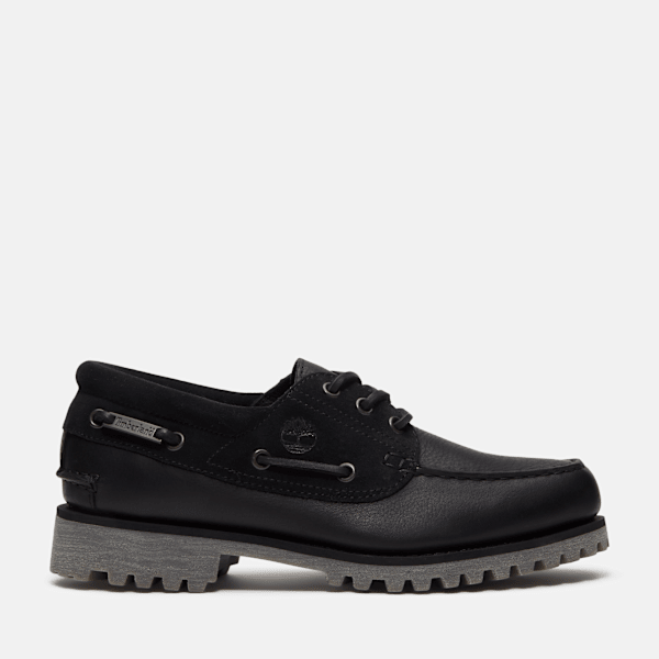 Timberland Emerald Woods 3-Eye Lug Handsewn Boat Shoe Black Full-Grain Men'S