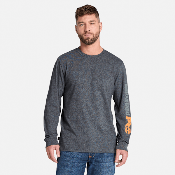 Timberland Pro Core Logo Long-Sleeve T-Shirt Deepest Grey Heather Men'S
