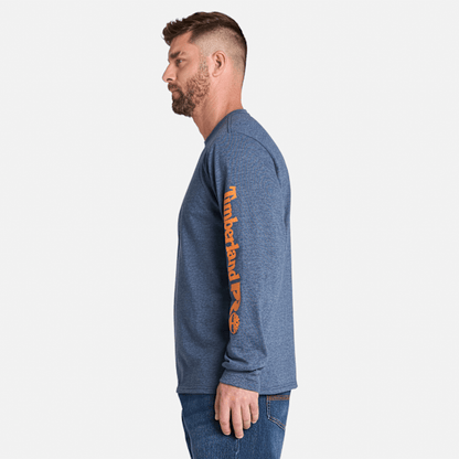 Timberland Pro Core Logo Long-Sleeve T-Shirt Black Iris Heather Men'S