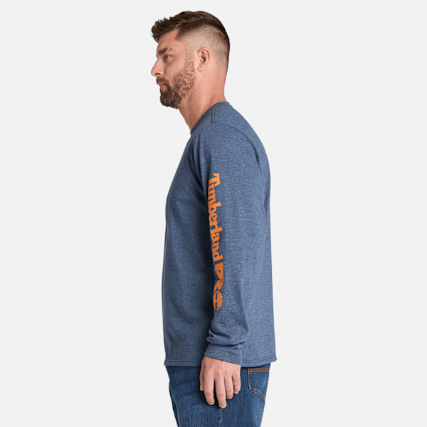 Timberland Pro Core Logo Long-Sleeve T-Shirt Black Iris Heather Men'S