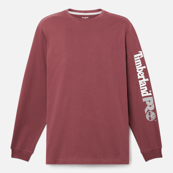 Timberland Pro Core Logo Long-Sleeve T-Shirt Maroon Men'S