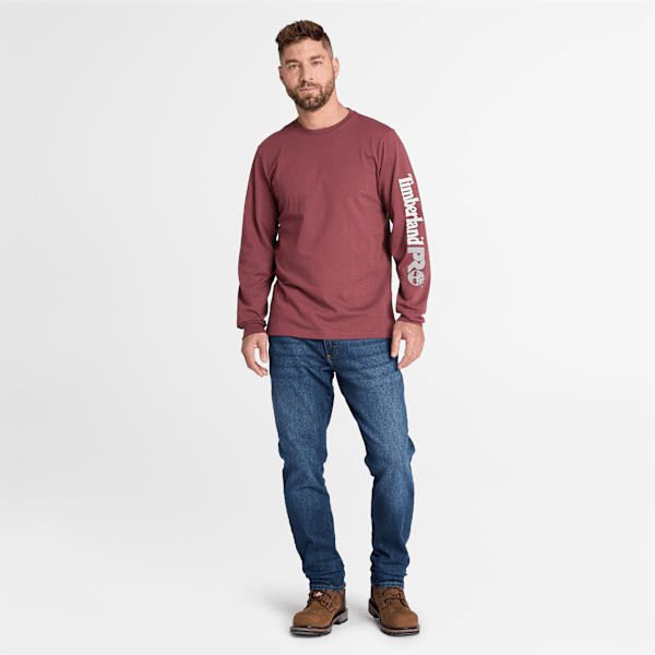 Timberland Pro Core Logo Long-Sleeve T-Shirt Maroon Men'S