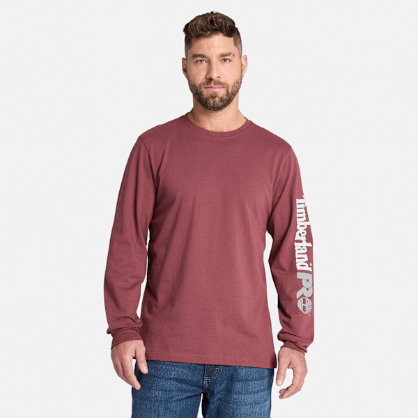Timberland Pro Core Logo Long-Sleeve T-Shirt Maroon Men'S