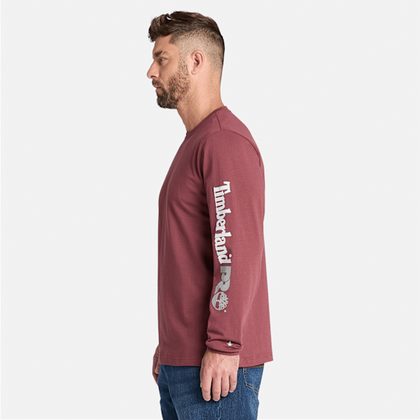 Timberland Pro Core Logo Long-Sleeve T-Shirt Maroon Men'S