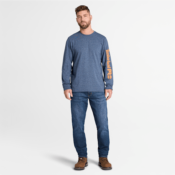Timberland Pro Core Logo Long-Sleeve T-Shirt Black Iris Heather Men'S