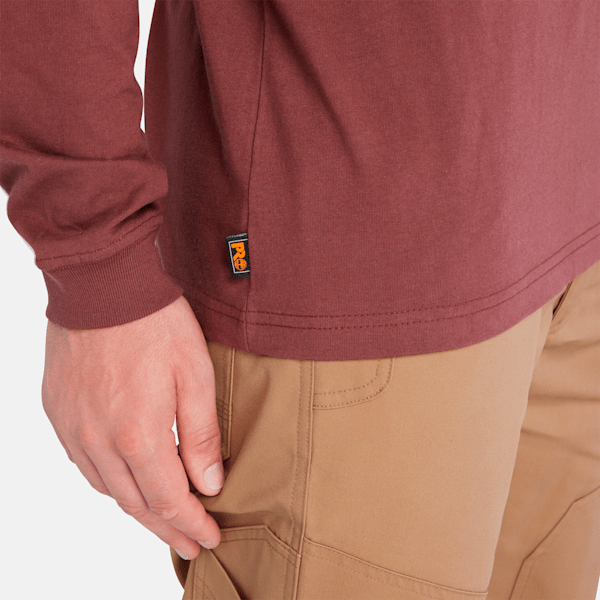 Timberland Pro Core Logo Long-Sleeve T-Shirt Maroon Men'S