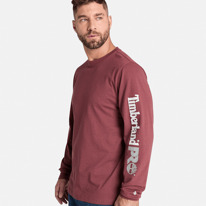 Timberland Pro Core Logo Long-Sleeve T-Shirt Maroon Men'S