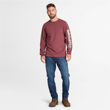 Timberland Pro Core Logo Long-Sleeve T-Shirt Maroon Men'S