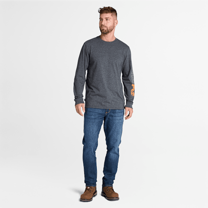 Timberland Pro Core Logo Long-Sleeve T-Shirt Deepest Grey Heather Men'S