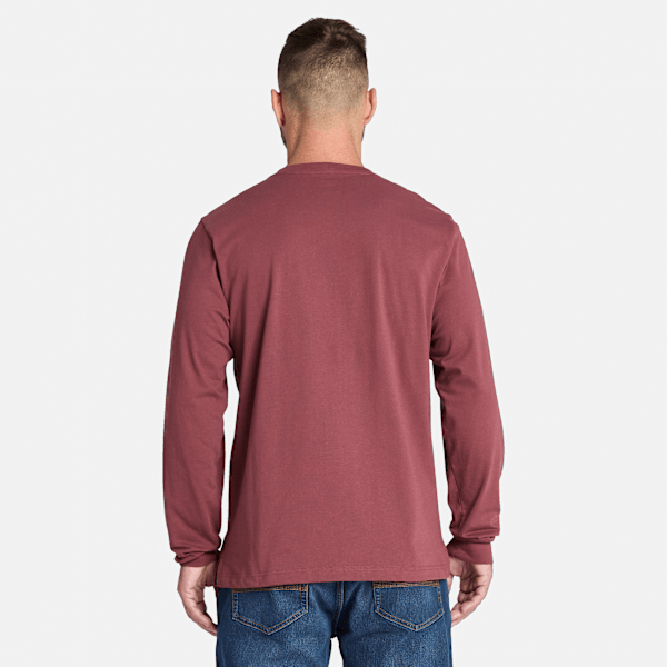 Timberland Pro Core Logo Long-Sleeve T-Shirt Maroon Men'S