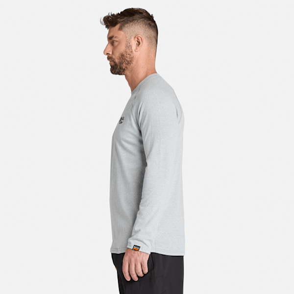 Timberland Pro Core Reflective Logo Long-Sleeve T-Shirt Medium Grey Heather Men'S