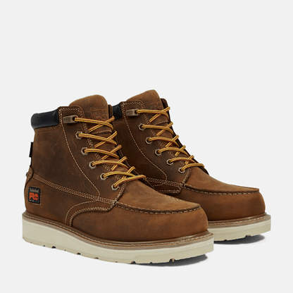 Timberland Pro Gridworks 6" Waterproof Moc-Toe Work Boot Brown Full-Grain Men'S
