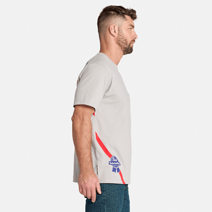 Timberland Pro And Pabst Blue Ribbon Short Sleeve T-Shirt Light Grey Men'S