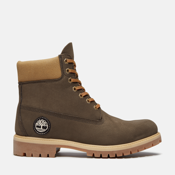 Timberland Premium 6-Inch Waterproof Boot Dark Brown Nubuck/Olive Men'S