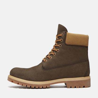 Timberland Premium 6-Inch Waterproof Boot Dark Brown Nubuck/Olive Men'S