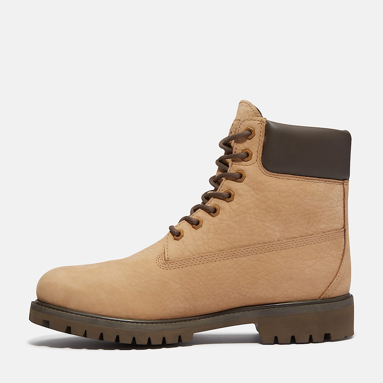 Timberland Men'S Timberland Premium 6-Inch Waterproof Boot Beige Nubuck/Dark Brown