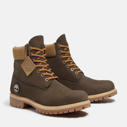 Timberland Premium 6-Inch Waterproof Boot Dark Brown Nubuck/Olive Men'S