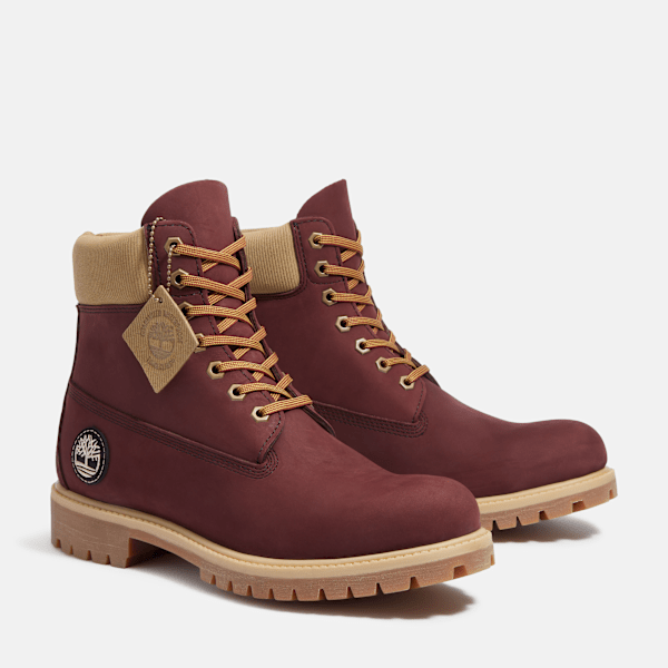 Timberland Premium 6-Inch Waterproof Boot Burgundy Nubuck Men'S