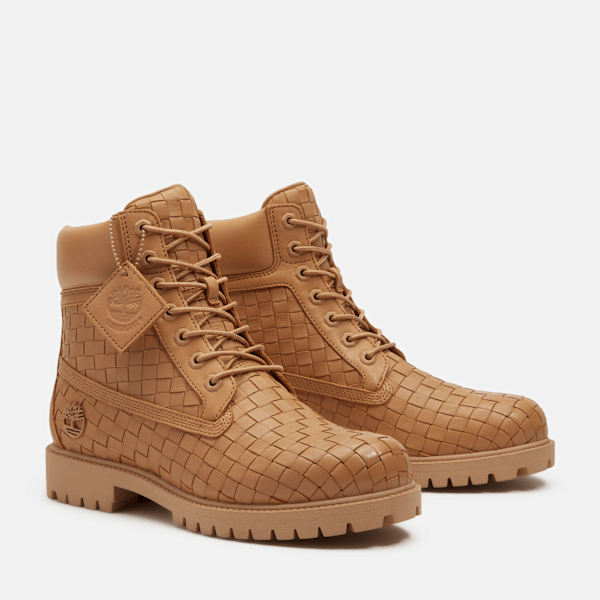 Timberland Textured Premium 6-Inch Boot Beige Full-Grain Men'S