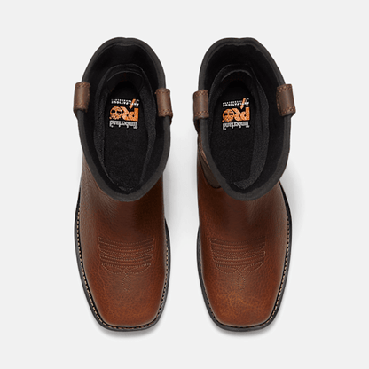 Timberland True Grit Live Free Or Die Pull-On Soft Toe Waterproof Work Boot Medium Brown Full-Grain Men'S