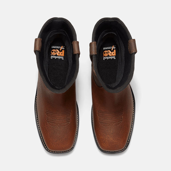 Timberland True Grit Live Free Or Die Pull-On Soft Toe Waterproof Work Boot Medium Brown Full-Grain Men'S