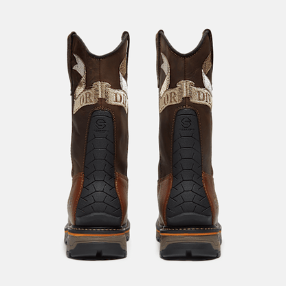 Timberland True Grit Live Free Or Die Pull-On Soft Toe Waterproof Work Boot Medium Brown Full-Grain Men'S