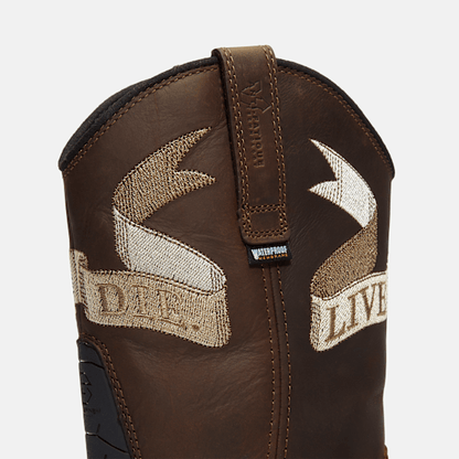 Timberland True Grit Live Free Or Die Pull-On Soft Toe Waterproof Work Boot Medium Brown Full-Grain Men'S