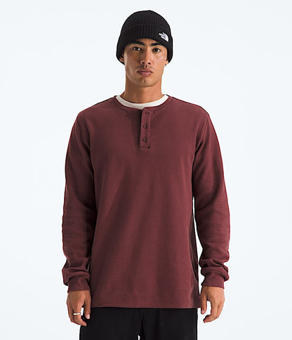 The North Face Men Waffle Long-Sleeve Henley Sumac White Dune Summit Navy