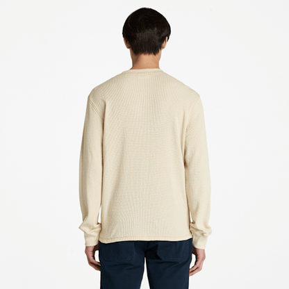 Timberland Wharf River Waffle Henley Long-Sleeve Polo Shirt Light Beige Men'S