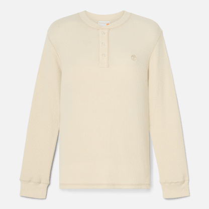 Timberland Wharf River Waffle Henley Long-Sleeve Polo Shirt Light Beige Men'S